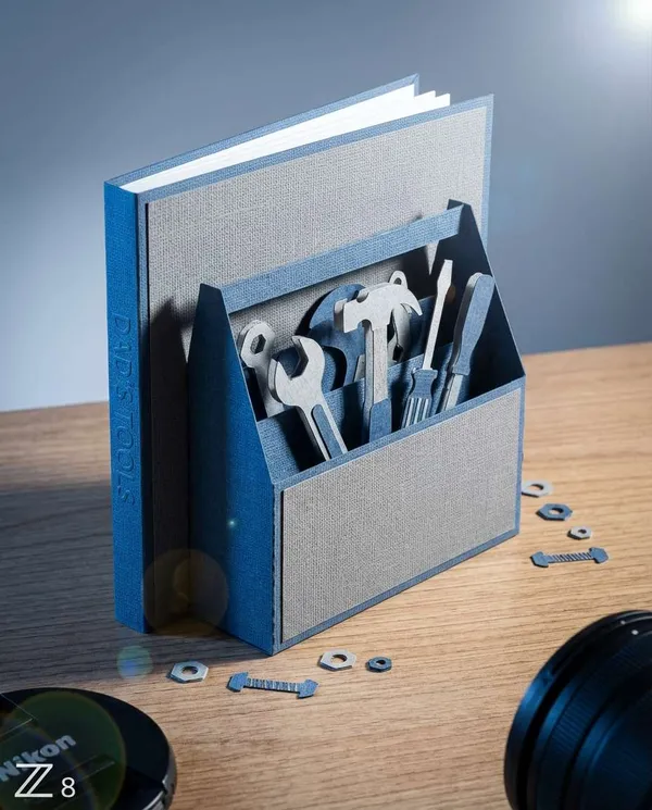 AI-generated Father’s Day Toolbox Pop-up Card made with Nano Banana Pro