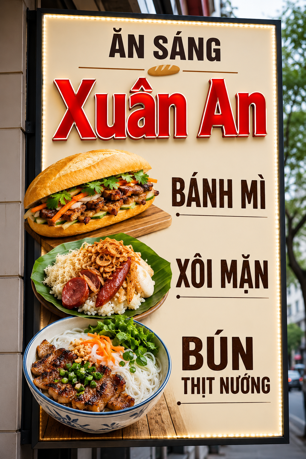 AI-generated Vietnamese Breakfast Sign Ad made with GPT Image 2