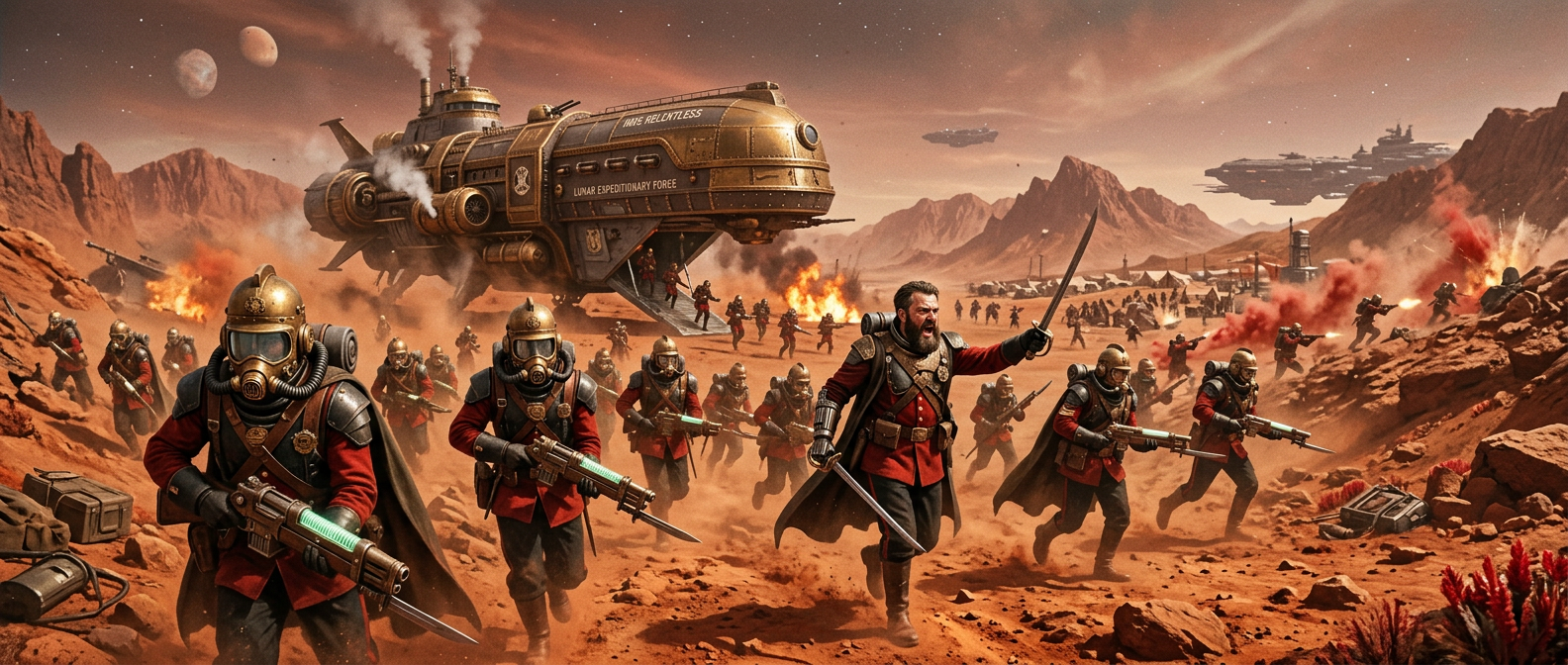 AI-generated Lunar Victorian Soldiers on Mars made with Nano Banana 2