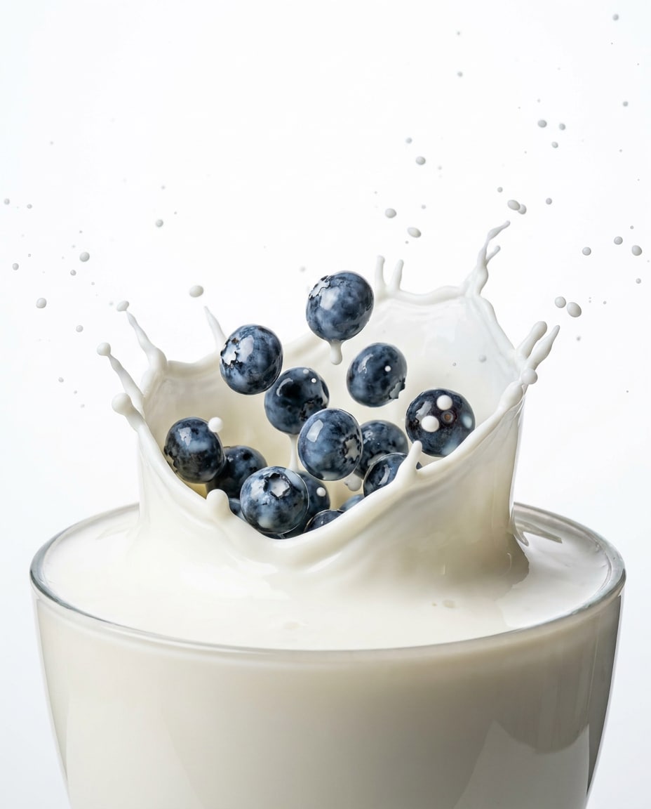 AI-generated Blueberries in Milk Splash made with Nano Banana 2
