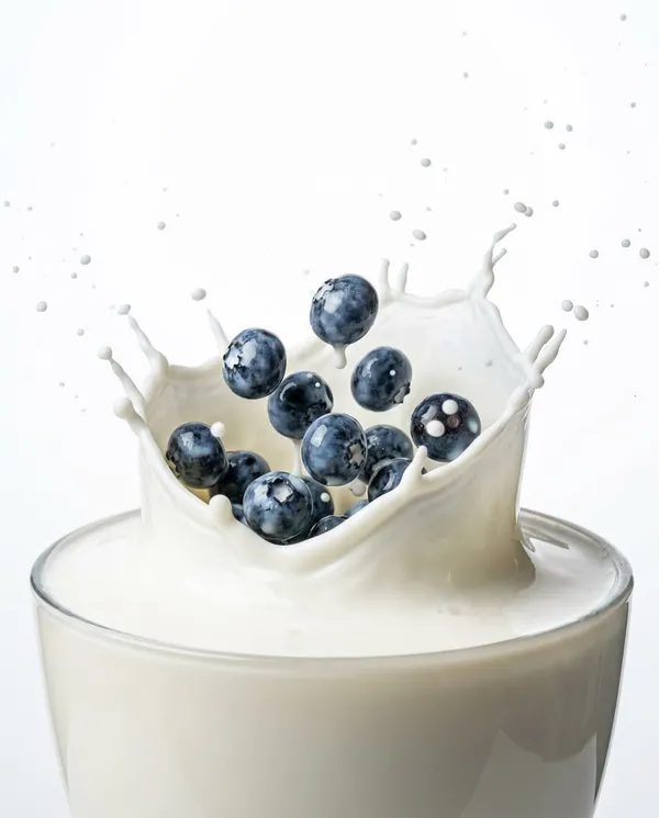 AI-generated Blueberries in Milk Splash made with Nano Banana 2