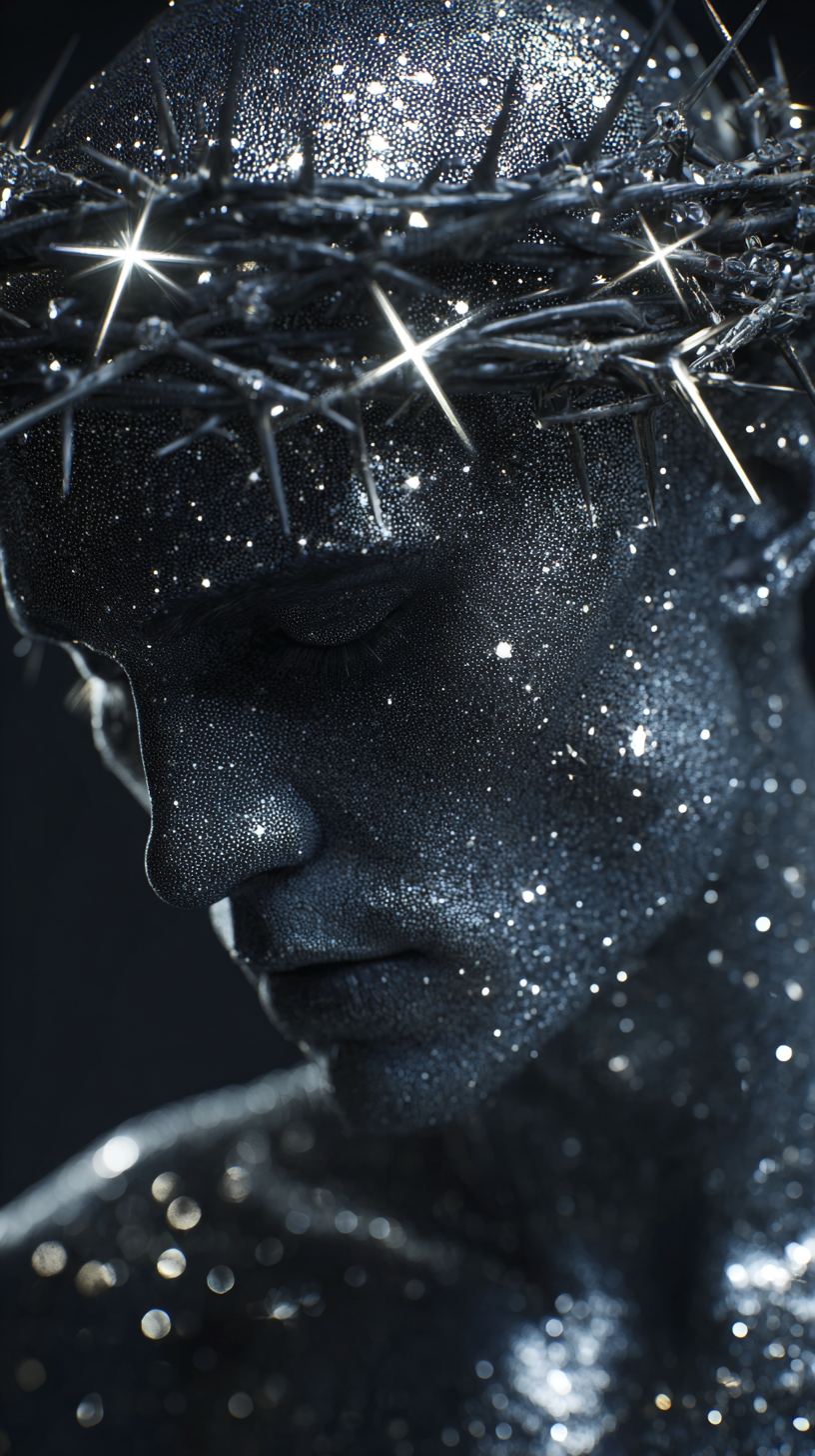 AI-generated Silver Figure in Outer Space made with Midjourney