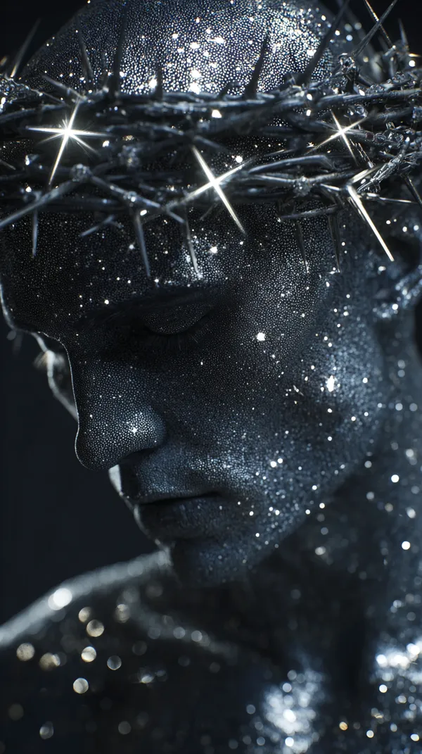 AI-generated Silver Figure in Outer Space made with Midjourney