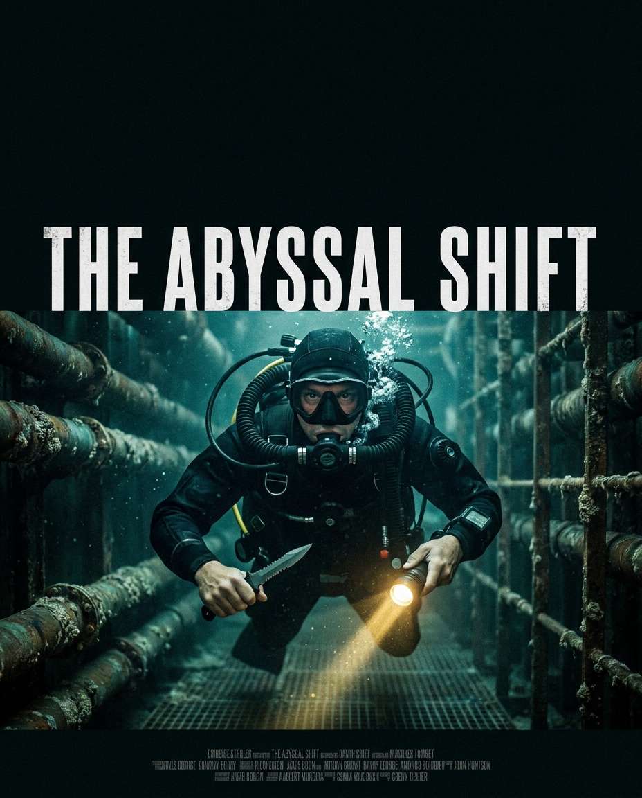 AI-generated Underwater Facility Sabotage Action Poster made with Nano Banana 2