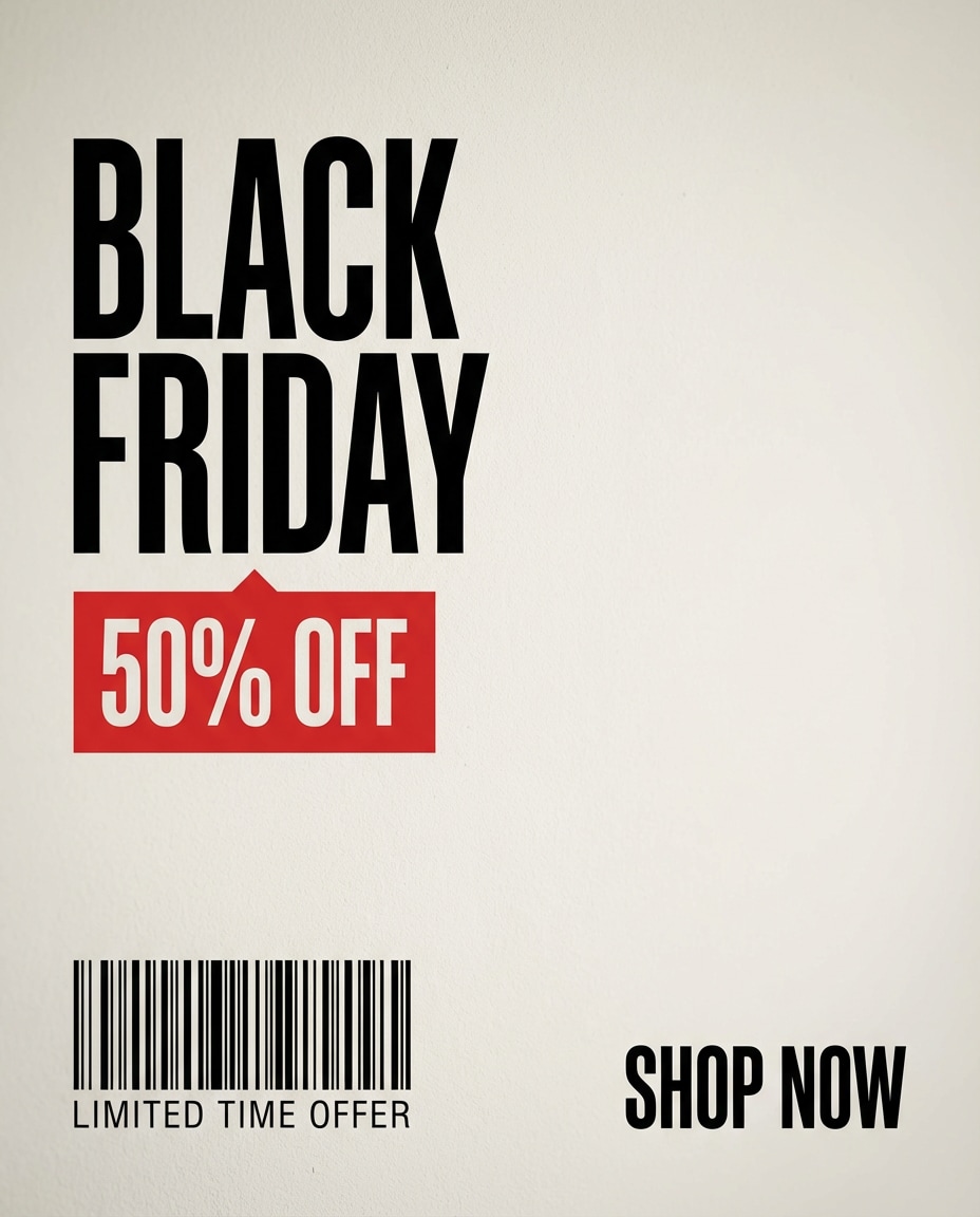 나노바나나 2로 생성한 AI 이미지 Minimal Black Friday