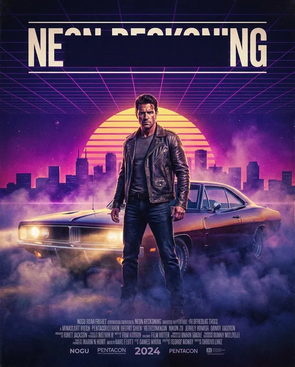 AI-generated Retro 1980s Action Poster made with Nano Banana 2