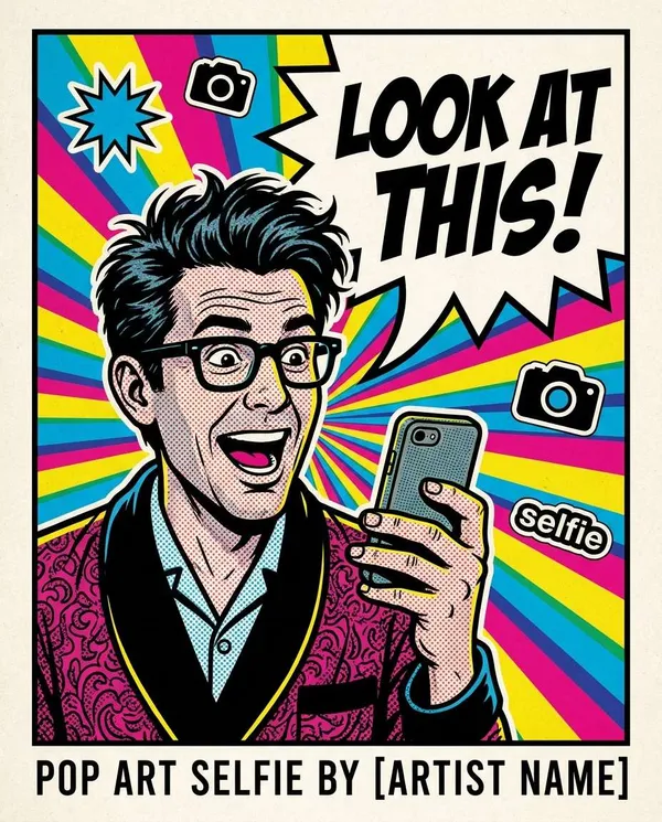 AI-generated Speech Bubble Selfie Pop Art Poster made with Nano Banana Pro