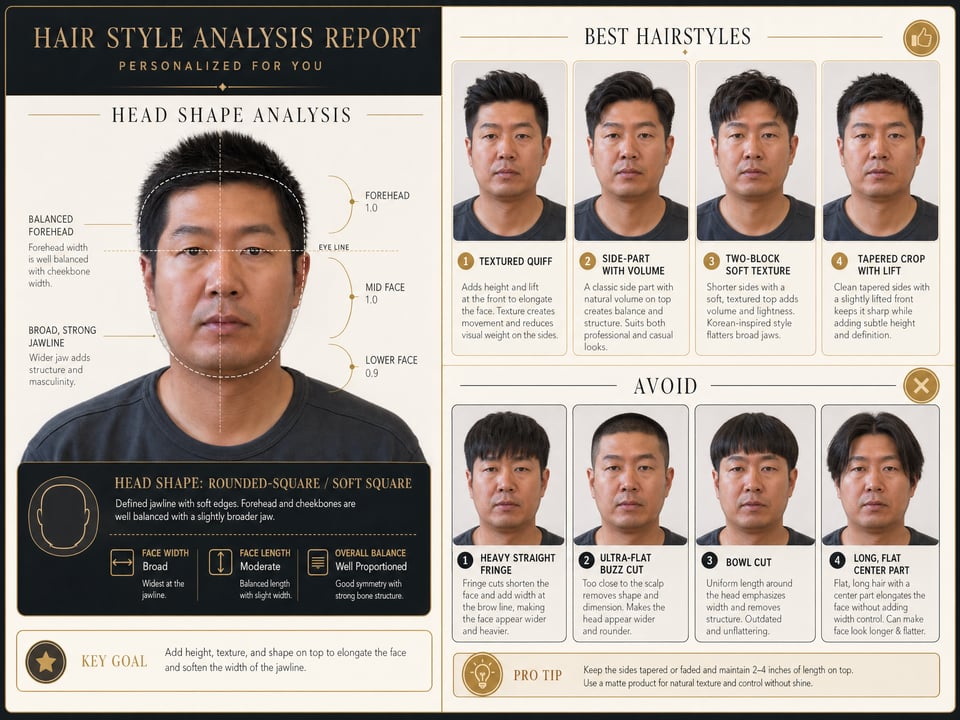 AI-generated Face Shape Hairstyle Analysis Report made with GPT Image 2