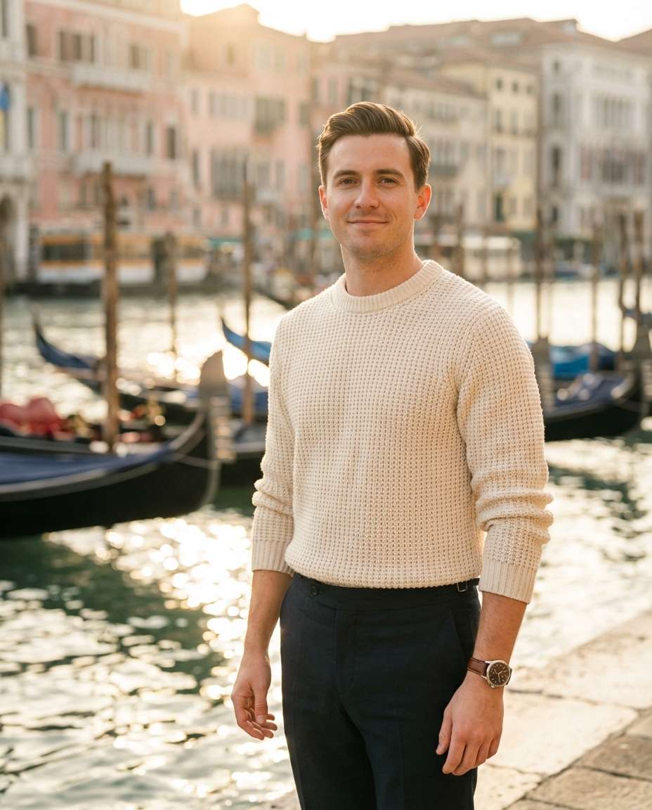 AI-generated Venice Canal Portrait made with Nano Banana Pro
