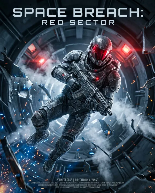 AI-generated Space Station Breach Action Poster made with Nano Banana 2