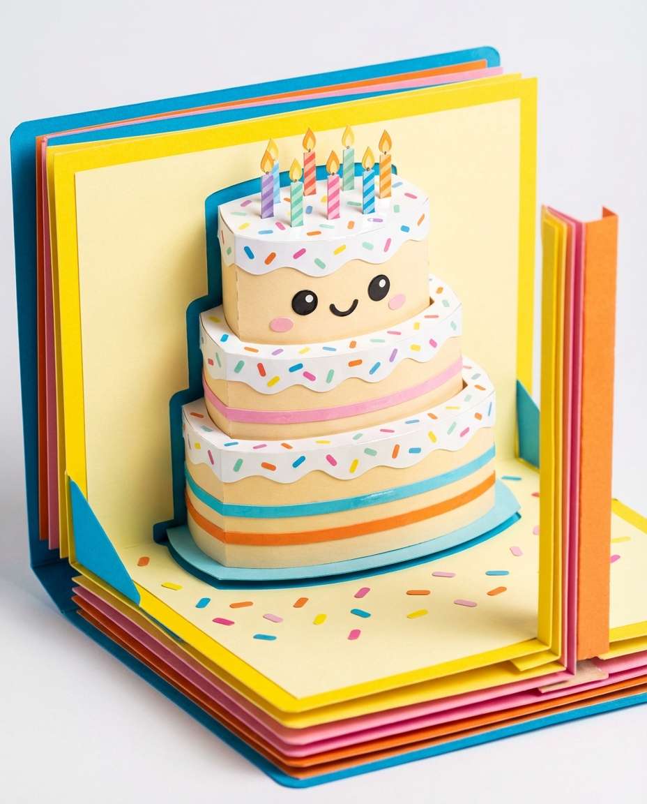 나노바나나 2로 생성한 3D 팝업 카드 Kawaii Birthday Cake Pop