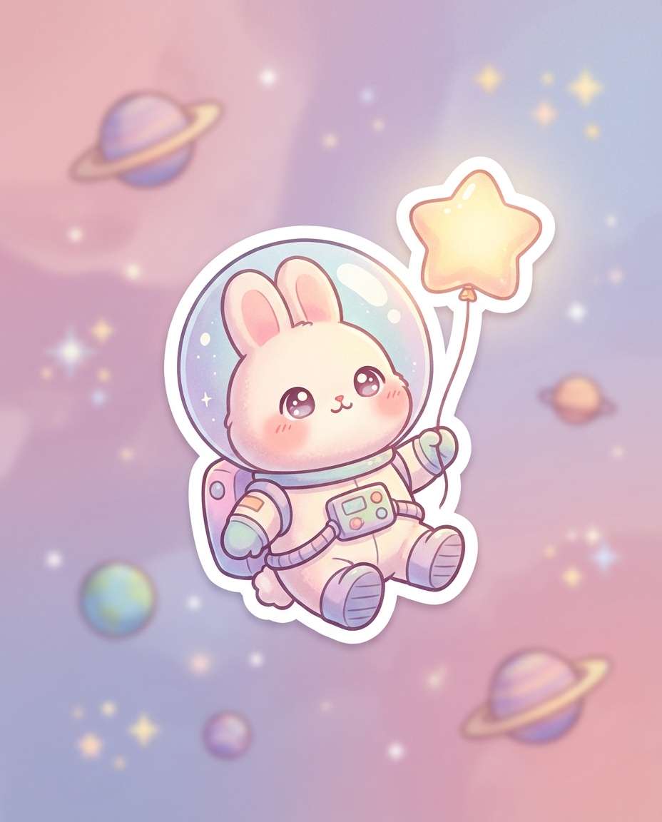 AI-generated Bunny Astronaut Balloon Illustration made with Nano Banana 2