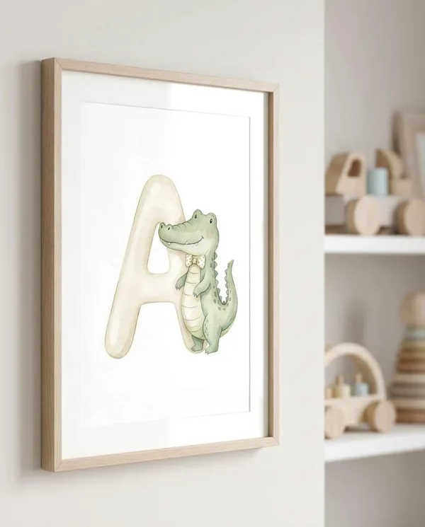 AI-generated Alligator Alphabet Nursery Poster made with Nano Banana 2