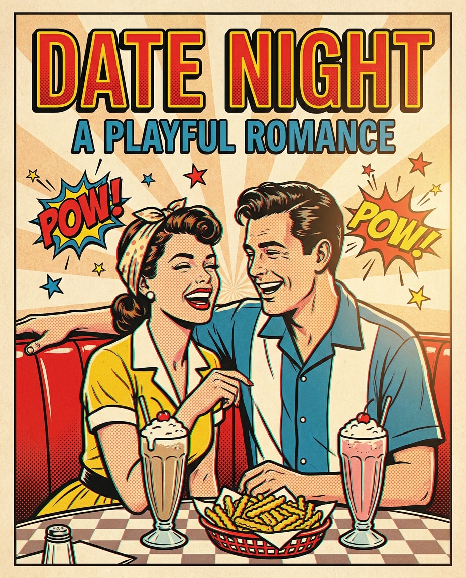 AI-generated Neon Diner Couple Poster made with Nano Banana Pro