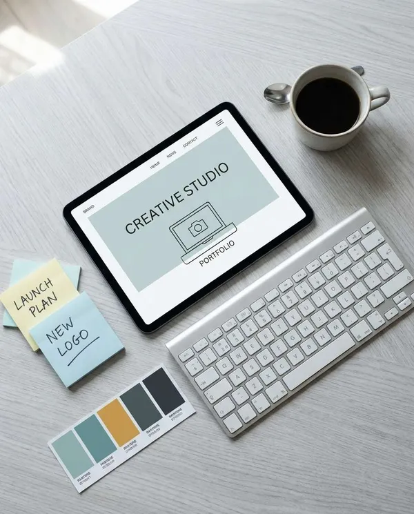 AI-generated Creator Desk Flat Lay made with Nano Banana 2