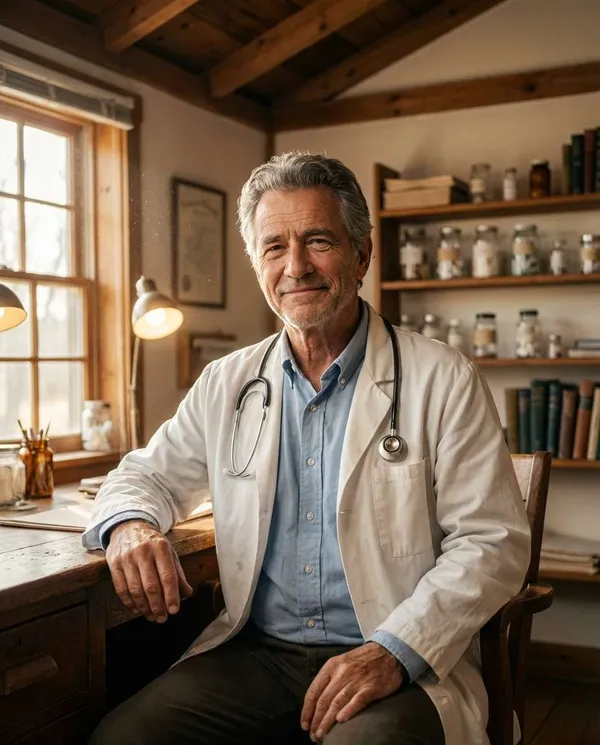 AI-generated Warm Rural Clinic Doctor Portrait made with Nano Banana Pro