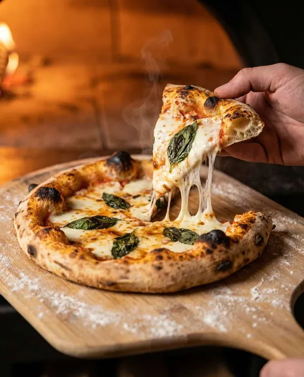 AI-generated Stretchy Cheese Pizza made with Nano Banana Pro