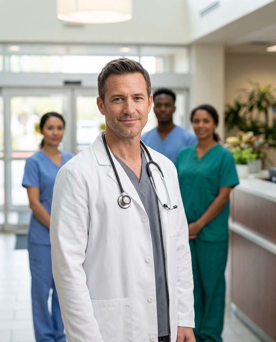 AI-generated Medical Team Leader Portrait made with Nano Banana Pro