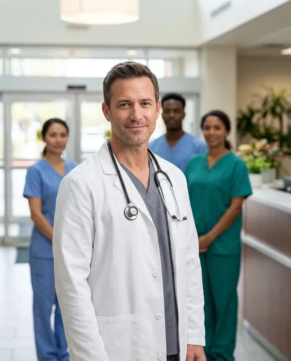 AI-generated Medical Team Leader Portrait made with Nano Banana Pro