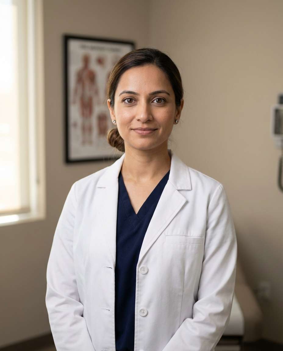 AI-generated Warm Clinic Doctor Headshot made with Nano Banana Pro