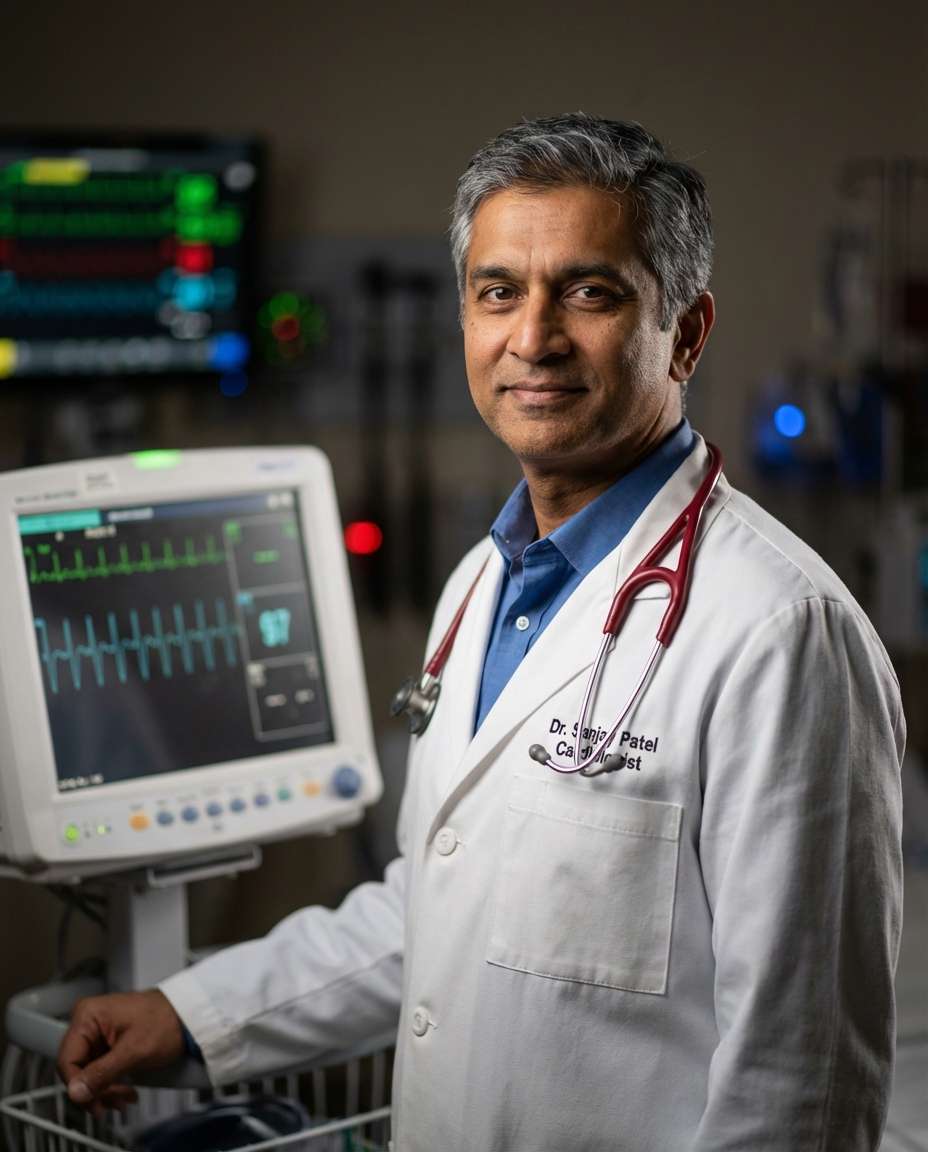 AI-generated Doctor with Cardiology Monitor Bokeh made with Nano Banana Pro