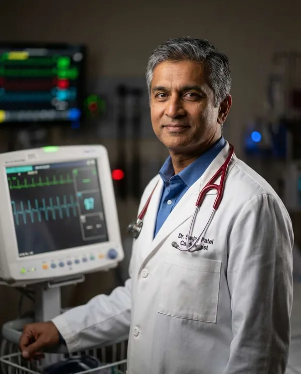 AI-generated Doctor with Cardiology Monitor Bokeh made with Nano Banana Pro