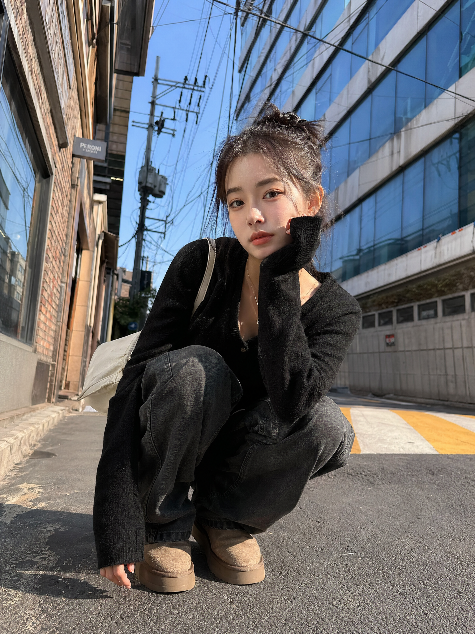 AI-generated Sunlit Korean Woman Street Portrait made with GPT Image 2