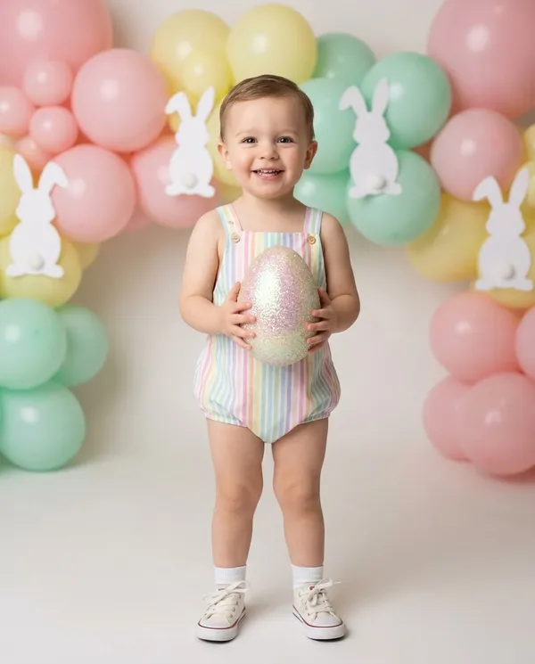 AI-generated Pastel Balloon Easter Portrait made with Nano Banana Pro