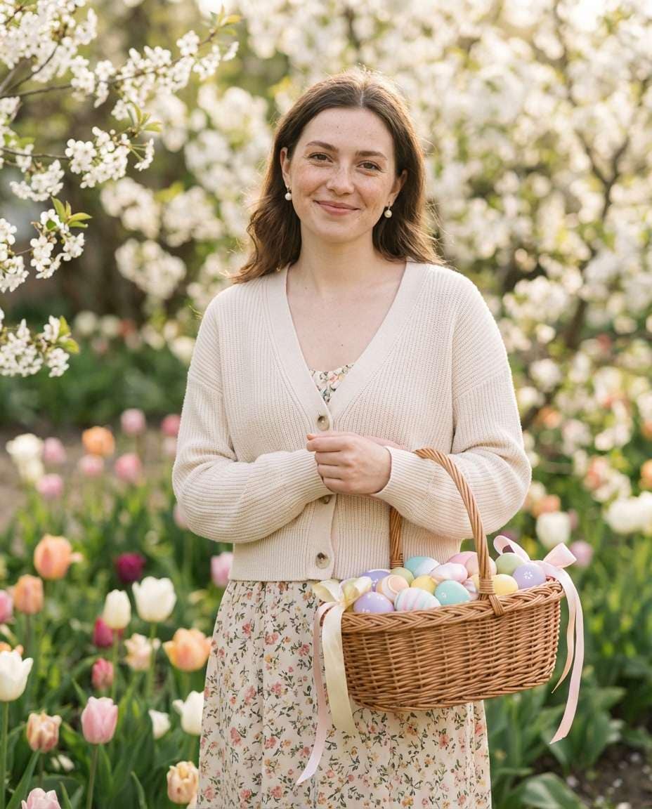 AI-generated Pastel Easter Basket Portrait made with Nano Banana Pro