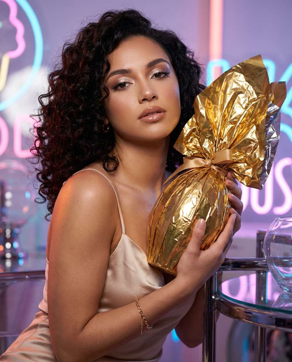AI-generated Chocolate Easter Egg Glam Portrait made with Nano Banana Pro