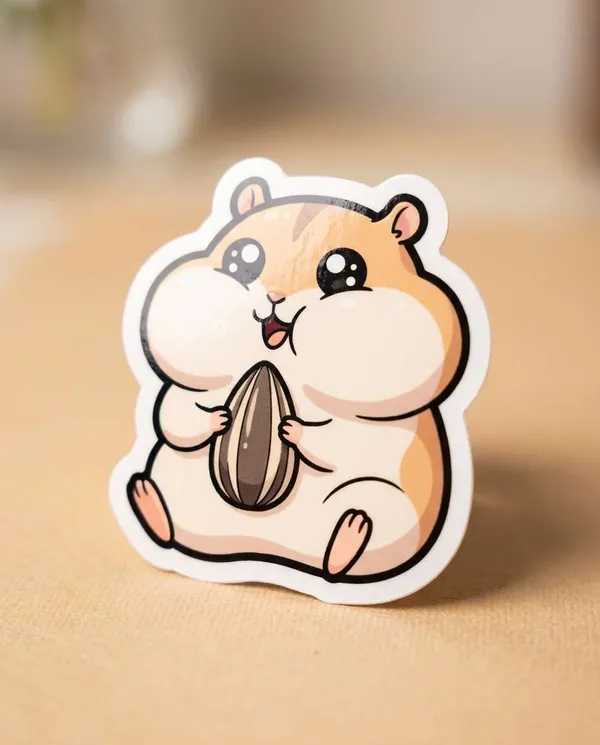 AI-generated Hamster Snack Time Sticker made with Nano Banana Pro