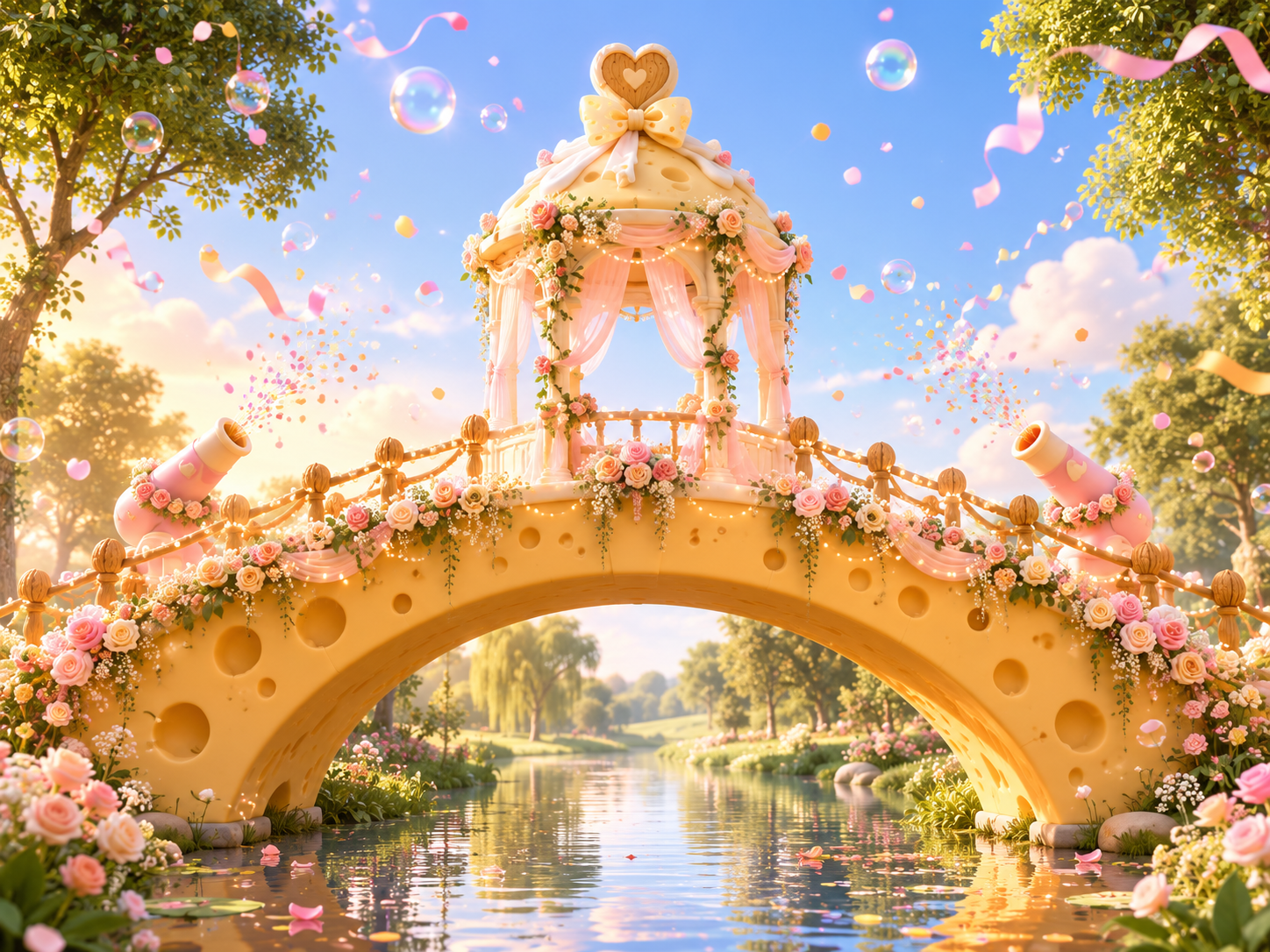 AI-generated Cheese Arch Bridge Wedding Pavilion made with GPT Image 2
