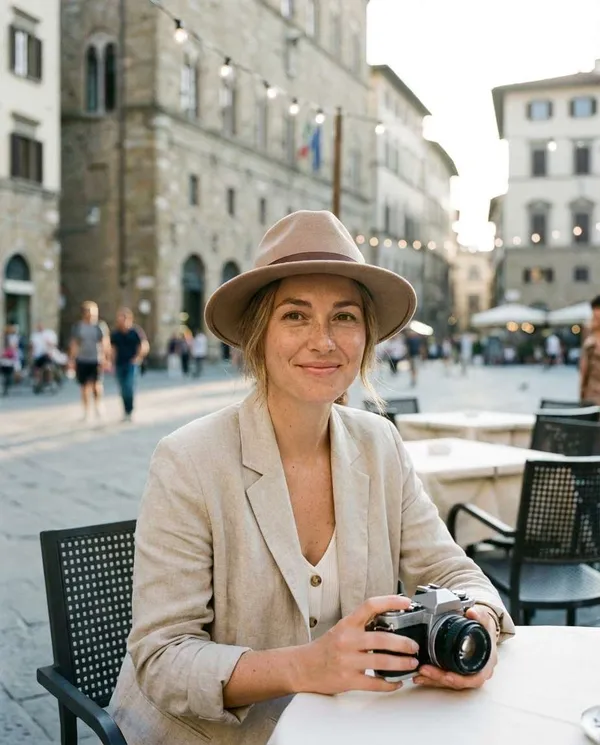 AI-generated Golden Hour Travel Portrait made with Nano Banana Pro