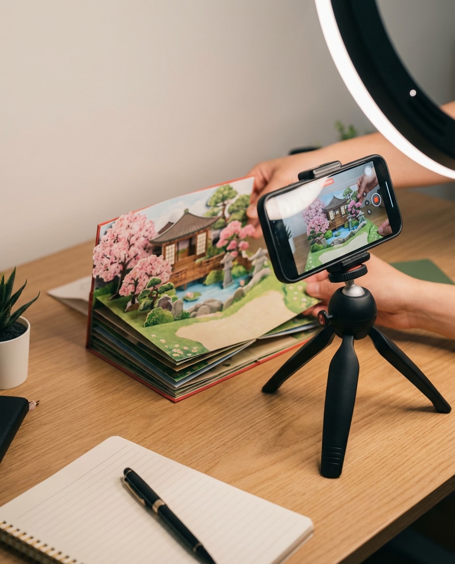 AI-generated Filming a Pop-up Card made with Nano Banana Pro