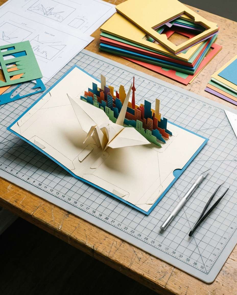 AI-generated Craft Desk Pop-up Card made with Nano Banana Pro