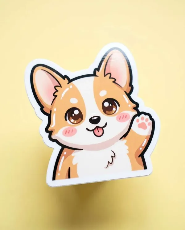 AI-generated Chibi Corgi Wave Sticker made with Nano Banana Pro