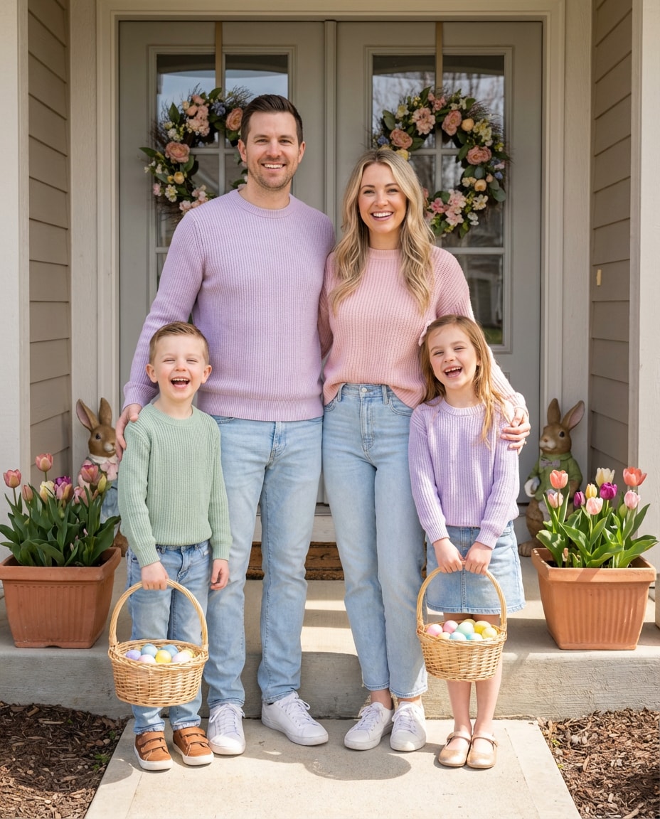 AI-generated Spring Family Porch Portrait made with Nano Banana Pro