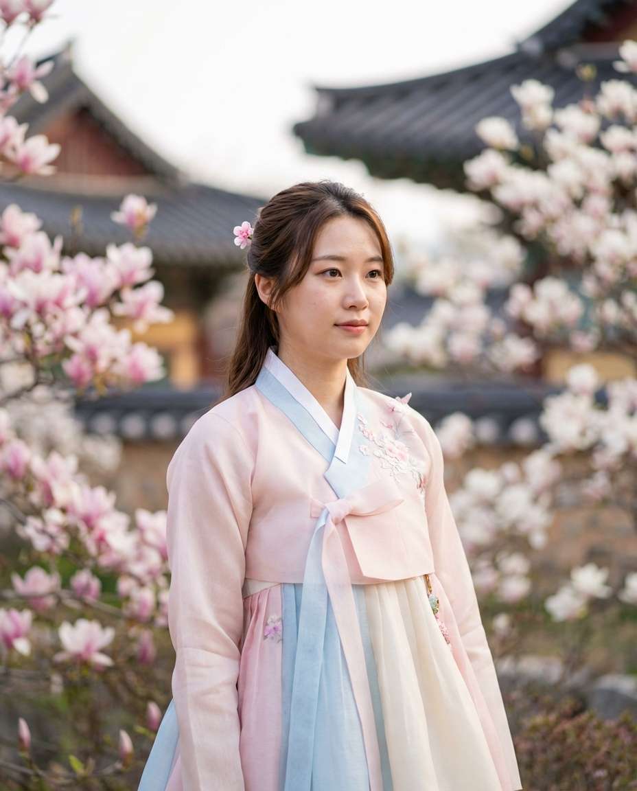 나노바나나 프로로 생성한 봄꽃 한복 인물