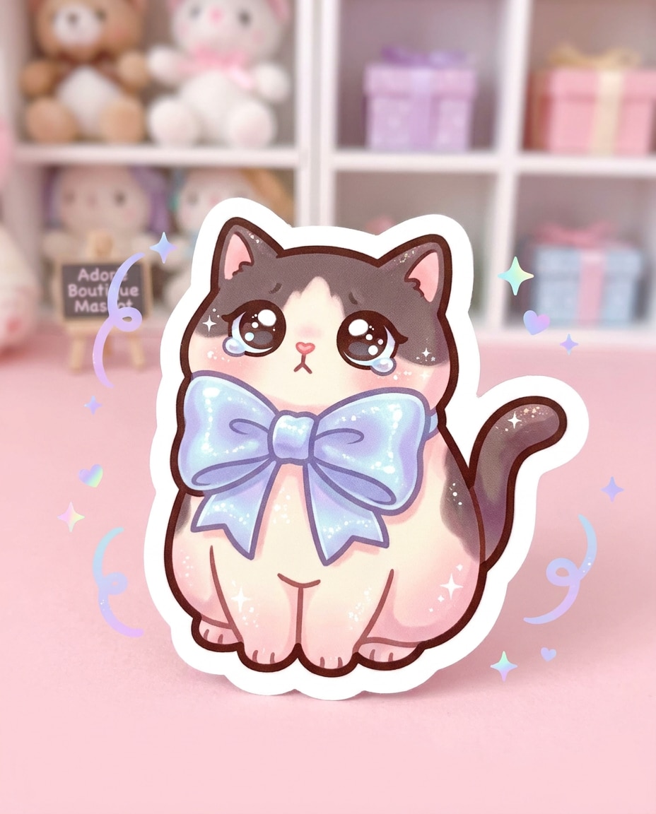 나노바나나 프로로 생성한 리본을 맨 턱시도 고양이