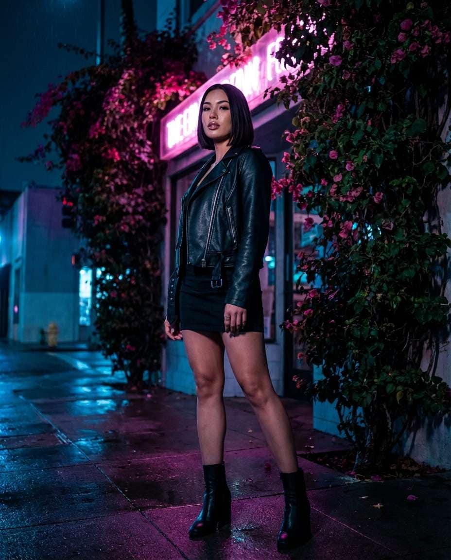 AI-generated Neon Bougainvillea Night Editorial made with Nano Banana Pro