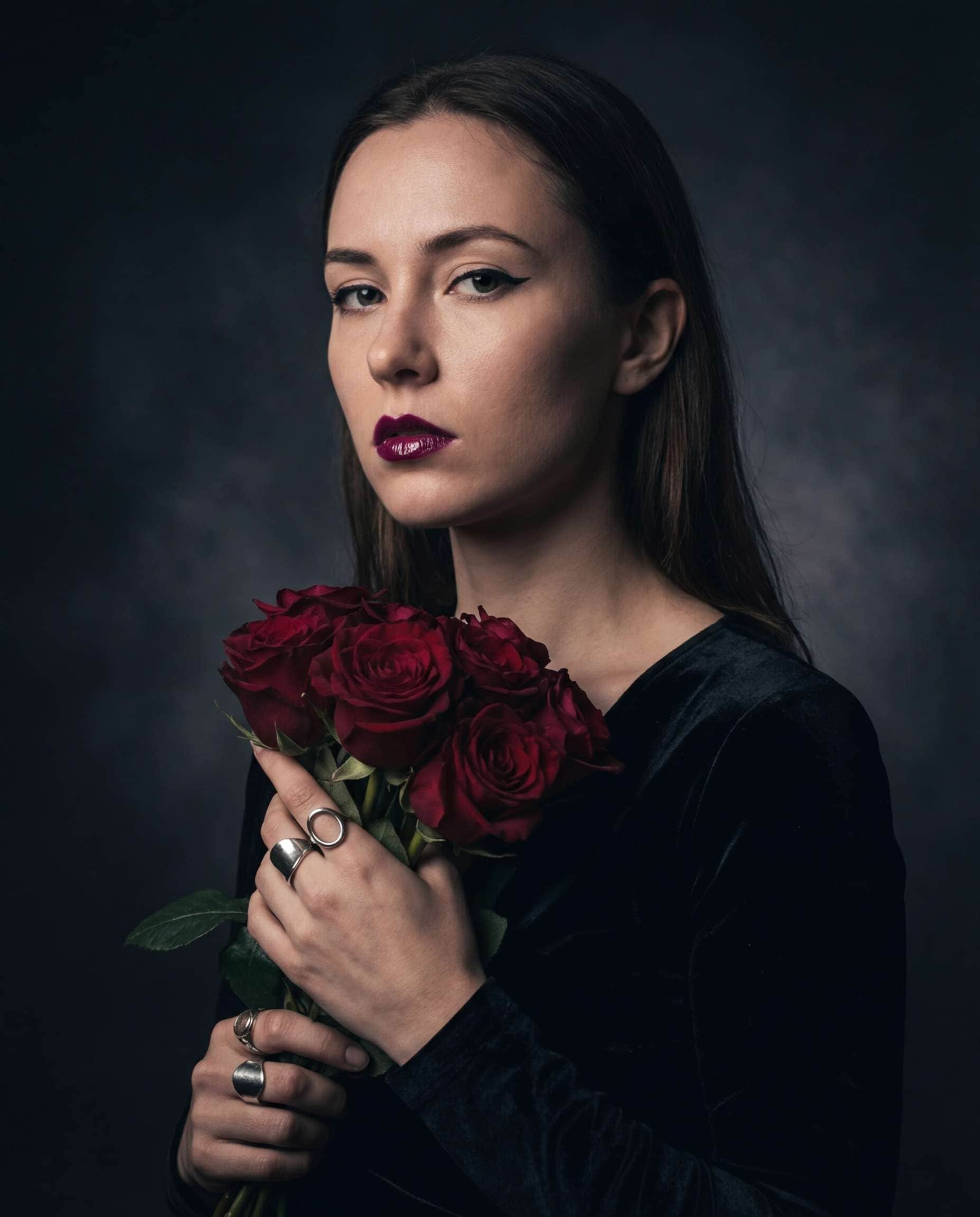 AI-generated Dramatic Black Roses made with Nano Banana Pro