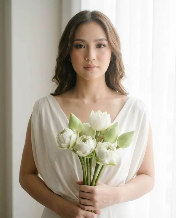 AI-generated Soft Glam Lotus Bride made with Nano Banana Pro