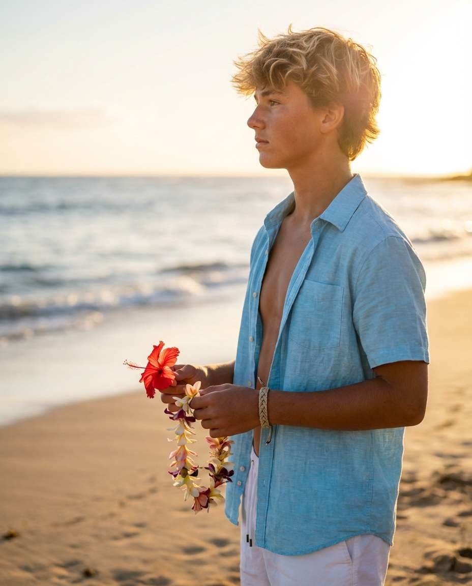 AI-generated Beach Florals at Sunset made with Nano Banana Pro