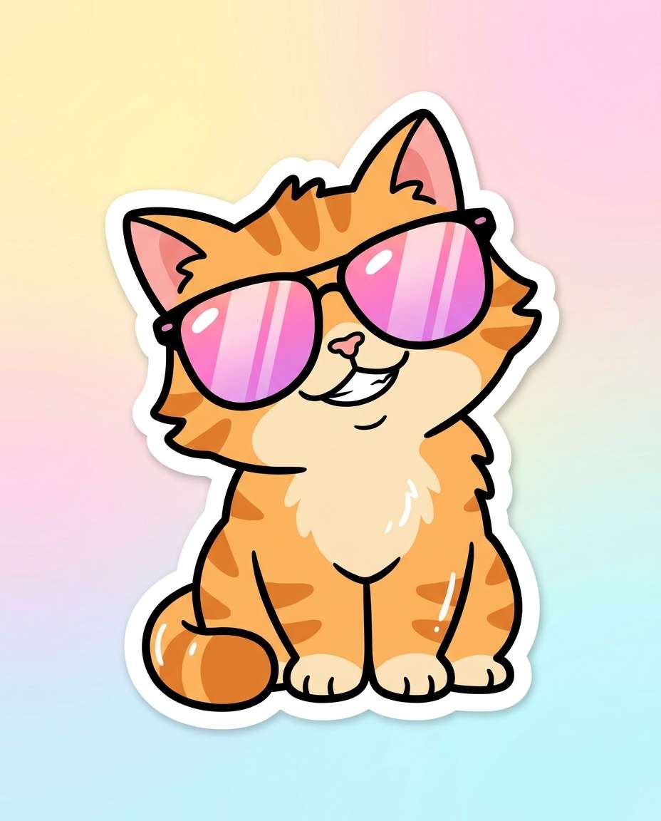 AI-generated Cool Cat with Sunglasses Sticker made with Nano Banana Pro