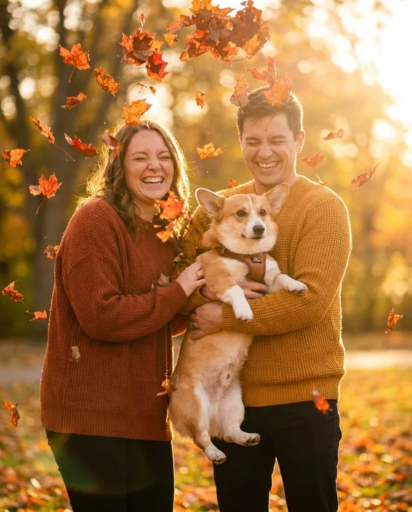 AI-generated Autumn Leaf Toss with a Dog made with Nano Banana Pro