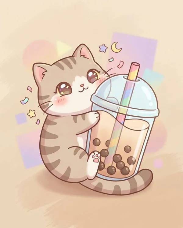 AI-generated Boba Cat Buddy made with Nano Banana Pro