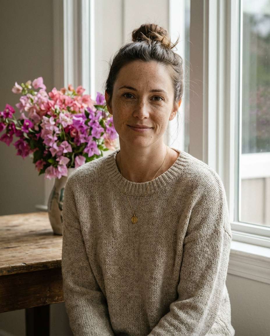 AI-generated Flowerlit Portrait by the Window made with Nano Banana Pro