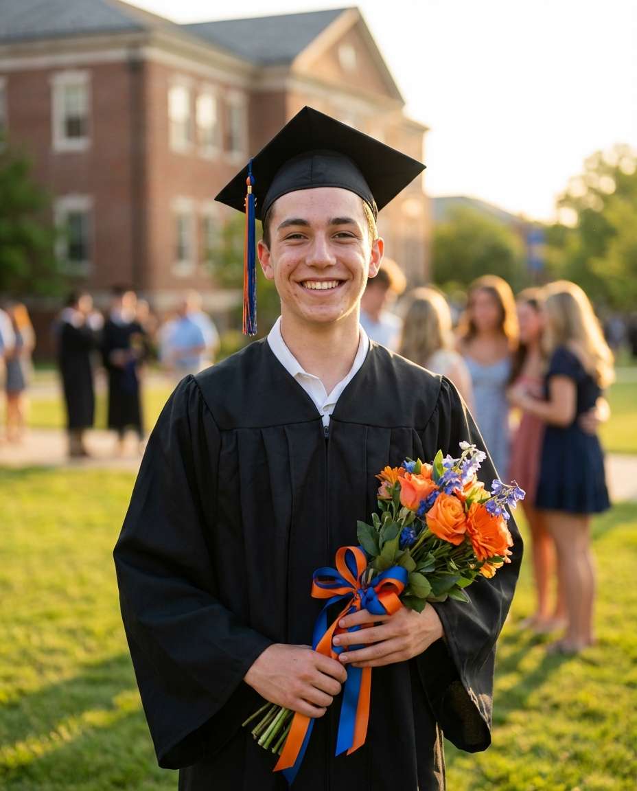 AI-generated Graduation Flower Portrait made with Nano Banana Pro