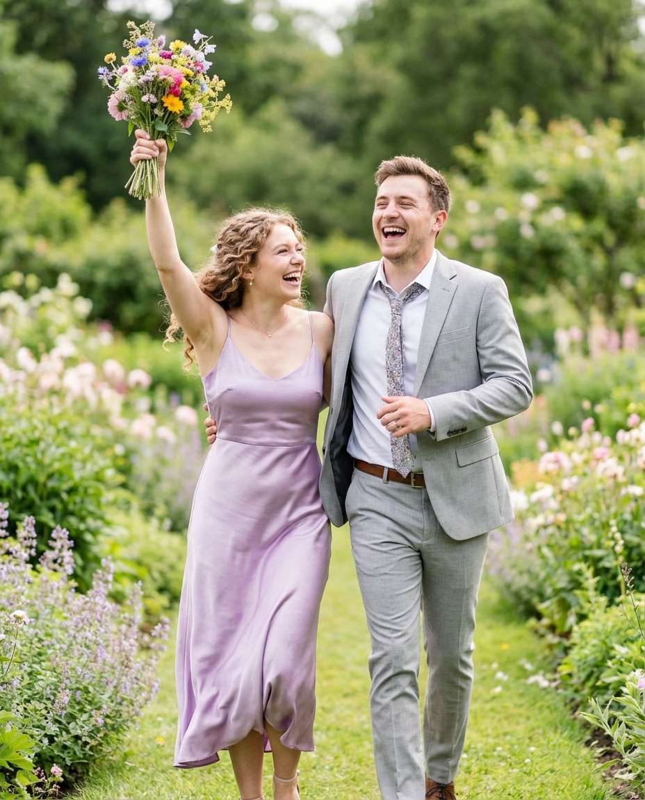 AI-generated Bridesmaid Floral Walk made with Nano Banana Pro