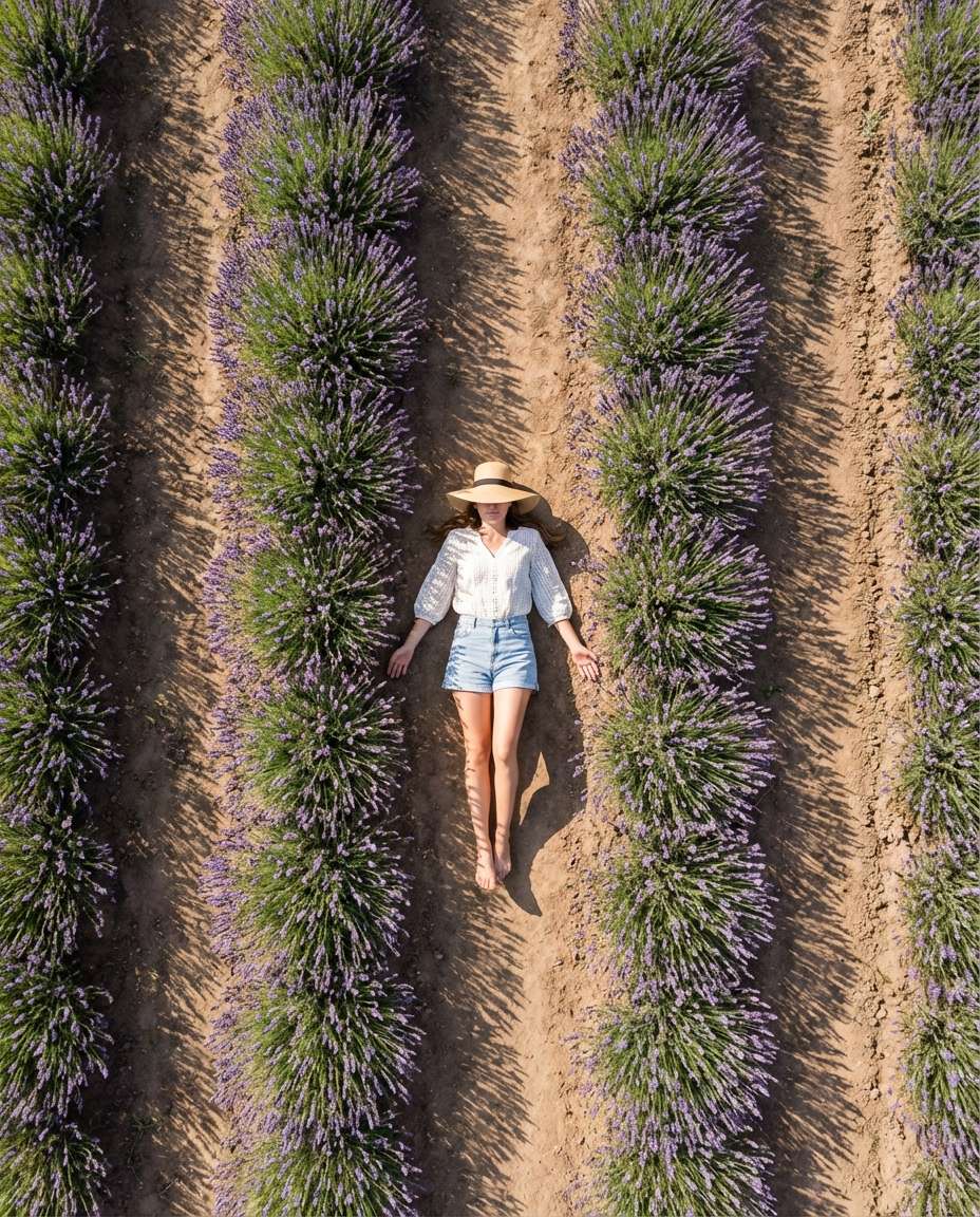 AI-generated Overhead Lavender Field Pattern made with Nano Banana Pro
